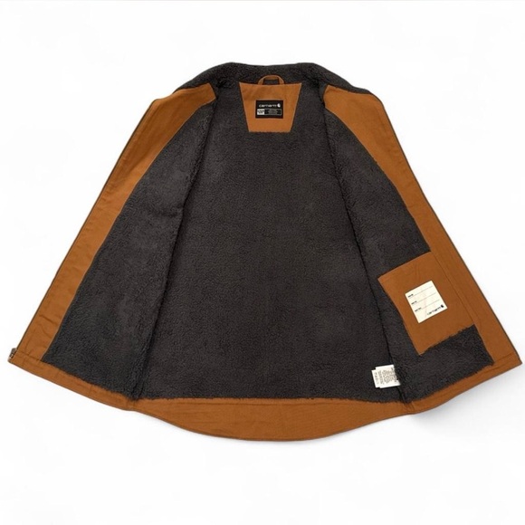 NWT Carhartt Tan Duck Canvas Work Vest with Fleece Lining - Picture 2 of 5